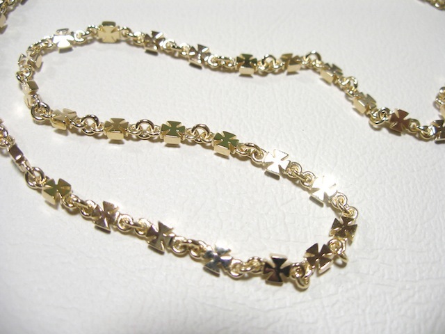 仁尾彫金『ゴールドアイアンクロスネックレスチェーン』ハンドメイド115拍卖