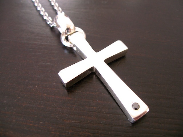 仁尾彫金『一つ星ブラックダイヤ、ビッグシルバークロス、チェーン無し』ハンドメイド456b拍卖