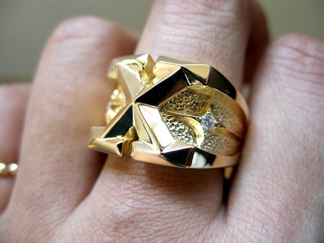 仁尾彫金『ゴールドXギャラクシーダイヤリング』ハンドメイド51拍卖