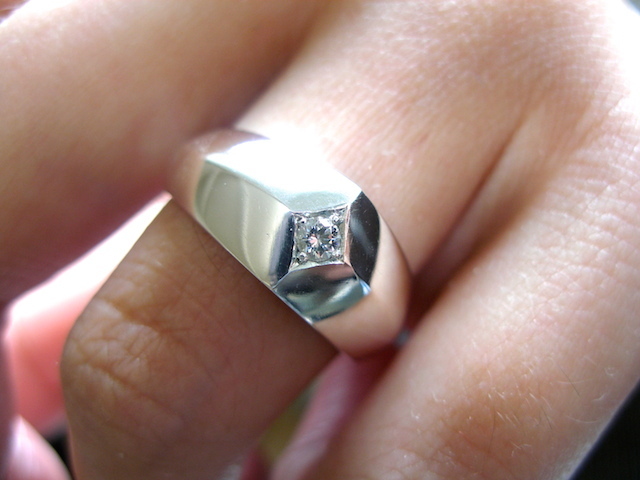 仁尾彫金『プラチナ一つ星ダイヤリング』ハンドメイド109b拍卖