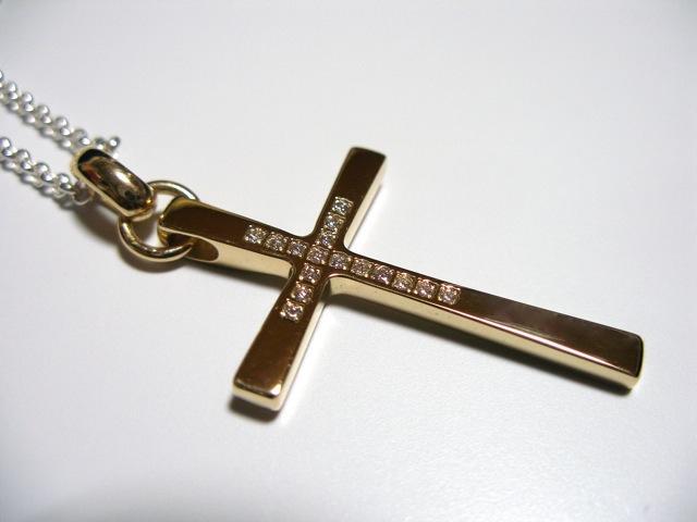 仁尾彫金『ゴールドダイヤクロス』ハンドメイド425b拍卖