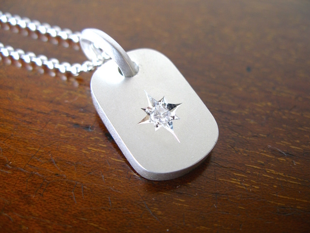 仁尾彫金『一つ星ダイヤ3mm、プラチナプレート』ハンドメイド448拍卖