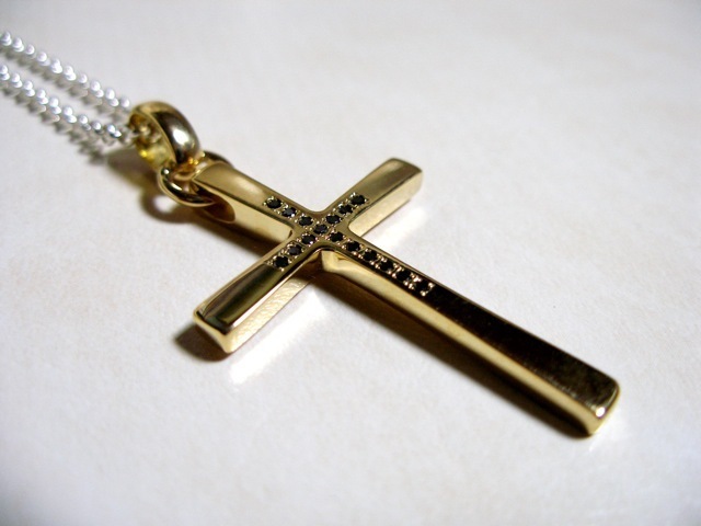 仁尾彫金『ブラックダイヤゴールドクロス』ハンドメイド15拍卖