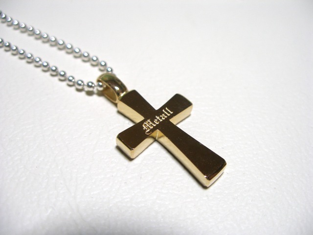 仁尾彫金『文字彫りフラットゴールドクロス』ハンドメイド427b拍卖