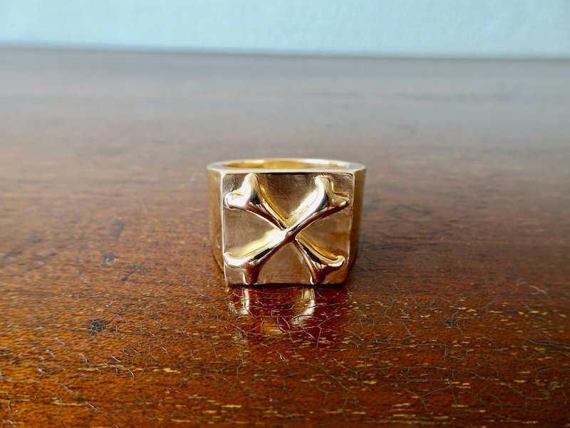 仁尾彫金『クロスボーンプレート、k18印台リング』ハンドメイド298拍卖