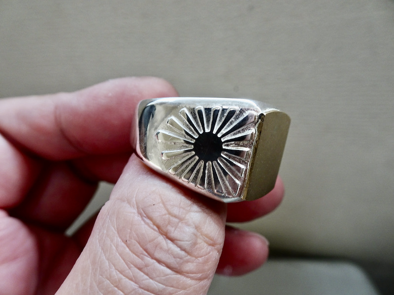 仁尾彫金『ゴールドプレート太陽の印台リング』ハンドメイド202拍卖