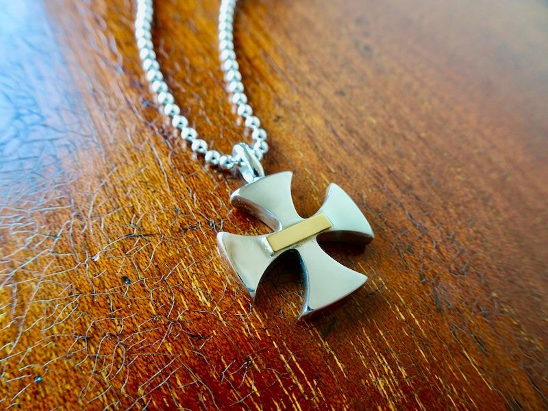 仁尾彫金『k18ステッカー、シルバーフラットアイアンクロスヘッド』ハンドメイド321拍卖