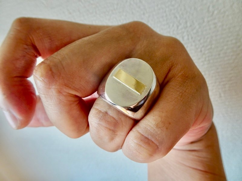 仁尾彫金『k18ステッカー、楕円の印台リング』ハンドメイド313拍卖