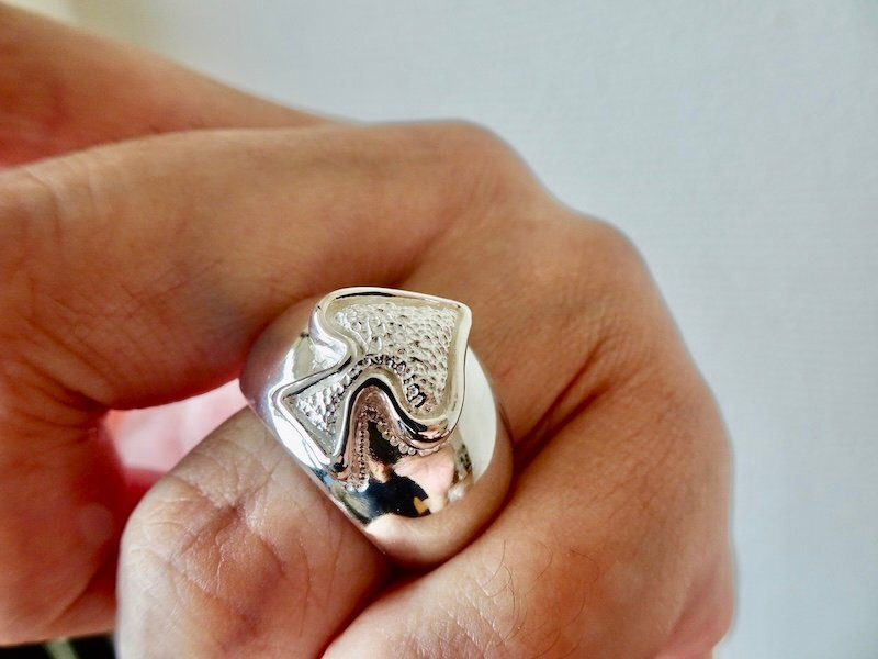 仁尾彫金『プラチナ、ギャラクシースペード甲丸リング』ハンドメイド398b拍卖