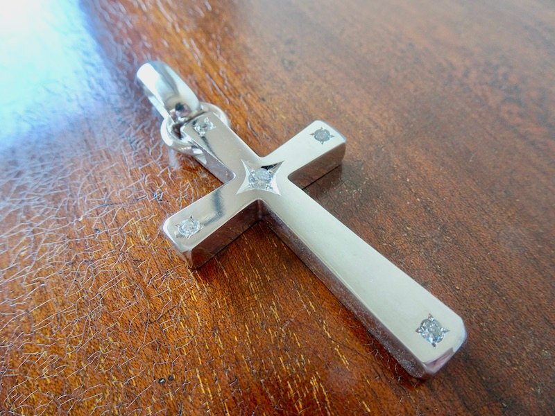 仁尾彫金『五つ星ジルコニアビッグシルバークロス2』ハンドメイド232b拍卖