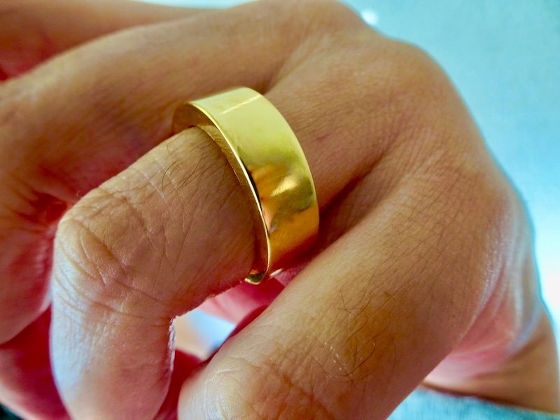 仁尾彫金『幅7mm厚み3ミリ、k18平打リング』ハンドメイド348拍卖