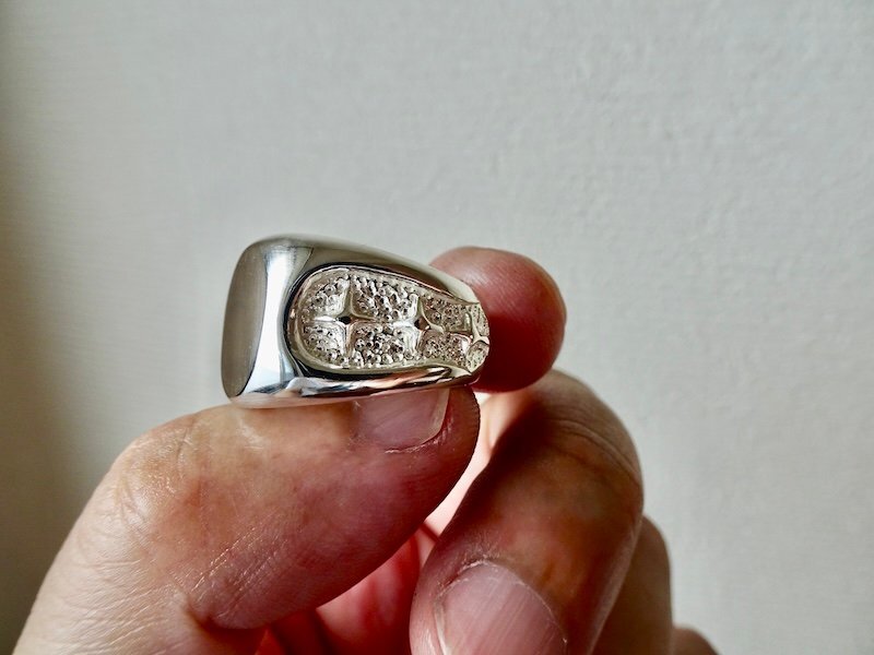 仁尾彫金『プラチナ、ギャラクシー楕円の印台リング、磨き』ハンドメイド335拍卖