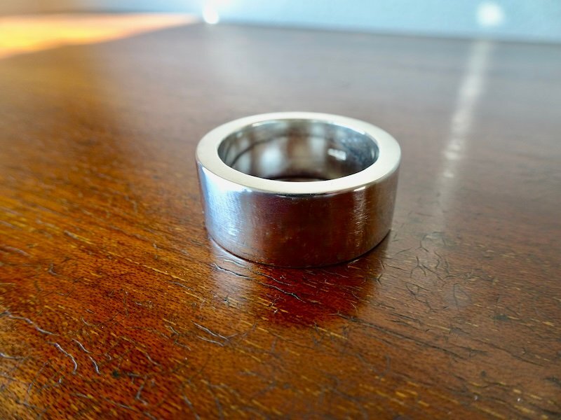 仁尾彫金『幅1cm厚み3ミリ、プラチナ平打リング』ハンドメイド337拍卖