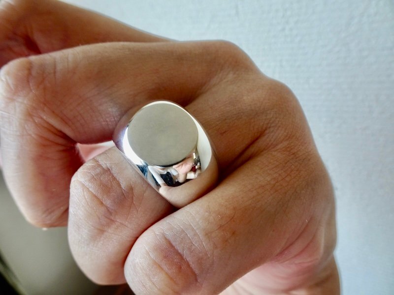 仁尾彫金『プラチナ、丸の印台リング』ハンドメイド328拍卖