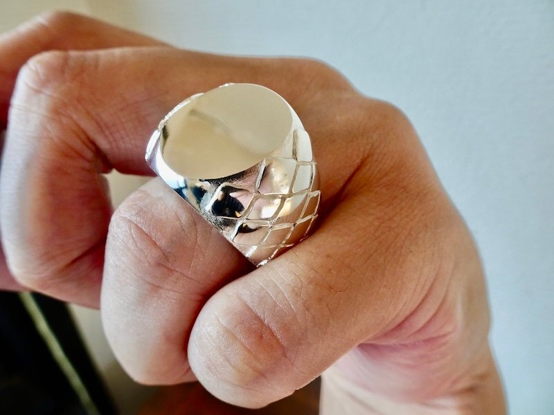 仁尾彫金『パイソン楕円の印台リング、燻無し、磨き』ハンドメイド500拍卖