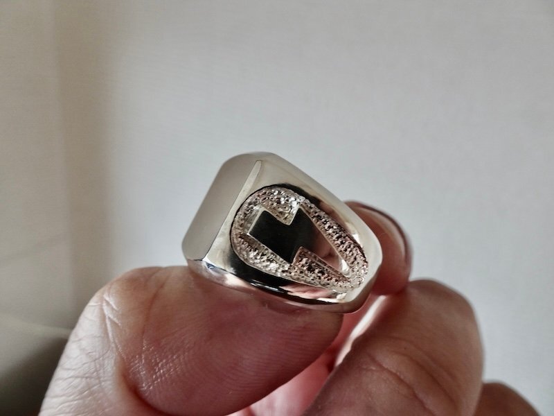 仁尾彫金『サンダー印台リング、磨き』ハンドメイド360拍卖