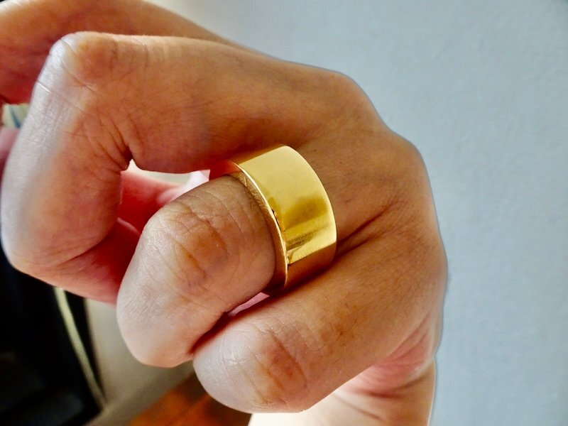 仁尾彫金『幅1cm厚み3ミリ、k18平打リング』ハンドメイド337拍卖