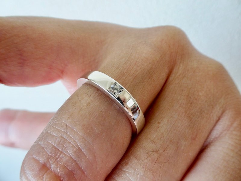 仁尾彫金『2.6mmダイヤ、幅3.5mm、プラチナ平打リング』ハンドメイド287拍卖