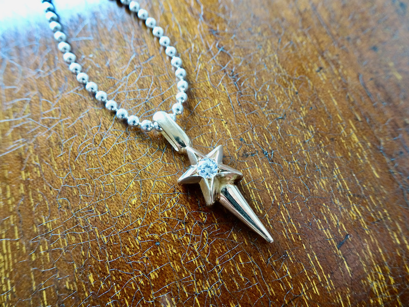 仁尾彫金『一つ星ダイヤ、ゴールドスタースパイク』ハンドメイド206b拍卖