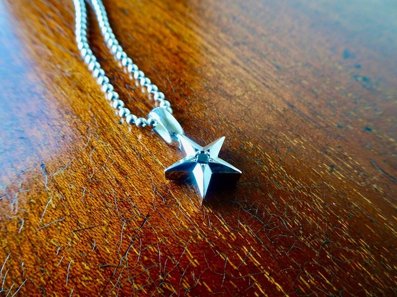 仁尾彫金『一つ星ブラックダイヤ、立体スターペンダント』ハンドメイド367b拍卖