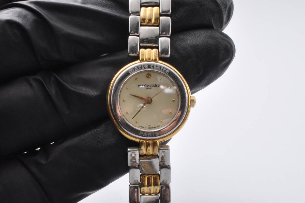 ★☆marie claire PARIS マリ・クレール クォーツ腕時計 コンビカラー 稼働品 小ぶり エレガント ☆★拍卖