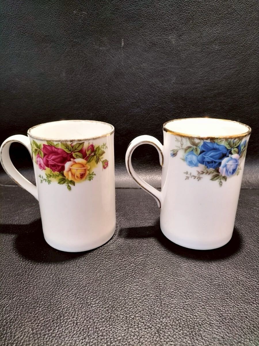 K248 ROYAL ALBERT ロイヤルアルバート カップ ペア オールドカントリーローズ ムーンライトローズ ホワイト フラワー 白 食器 中古 保管拍卖
