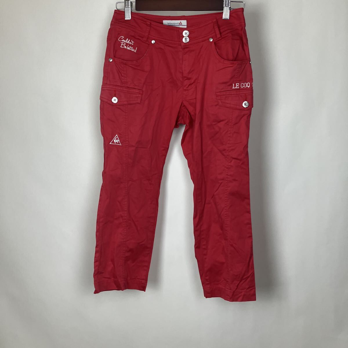 ルコックスポルティフ パンツ 赤 ゴルフ用品 レッド ロゴ 刺繍 Mサイズ ピンク 長ズボン レディース 女性用拍卖