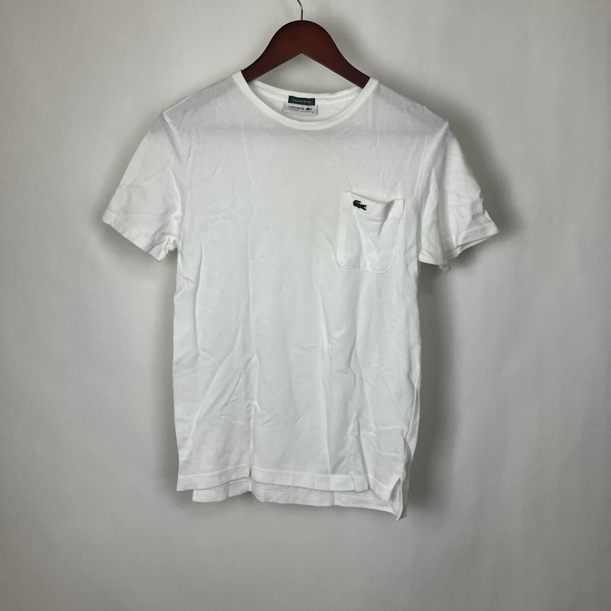 ラコステ 白 半袖Tシャツ ホワイト Tシャツ ポケットTシャツ 半袖 ワンポイント レディース Mサイズ トップス拍卖