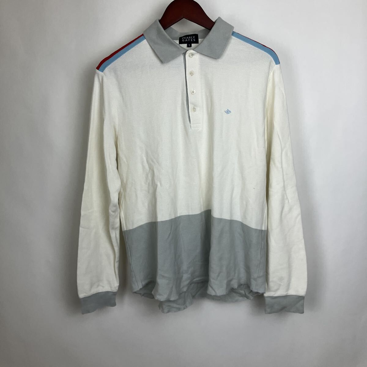パーリーゲイツ 長袖ポロシャツ ポロシャツ トップス 長袖シャツ ホワイト Lサイズ メンズ 男性向け 男性用 ワンポイント 拍卖