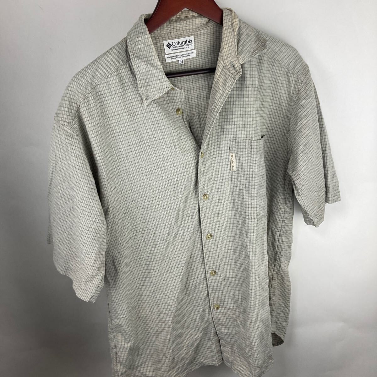 半袖シャツ アメリカ古着 チェック柄 ボタンダウン 胸ポケット 半袖 シャツ Columbia チェックシャツ コロンビア拍卖