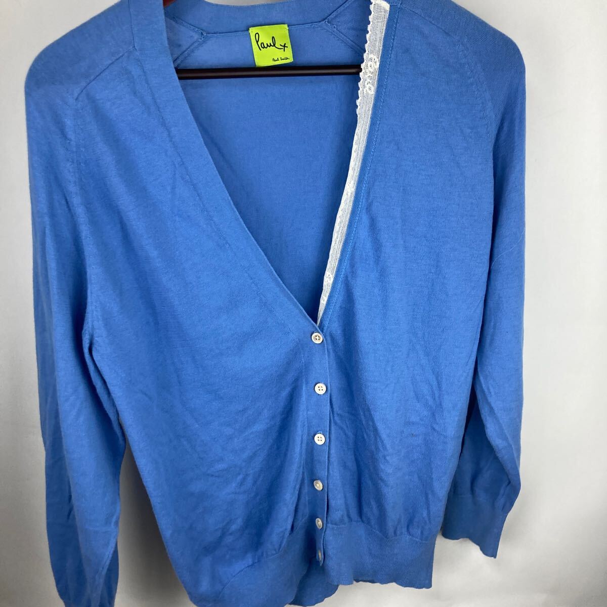 ポールスミス M カーディガン Vネック 長袖 ニット コットン UVカット ネイビー Paul Paul Smith レース ぶるー拍卖
