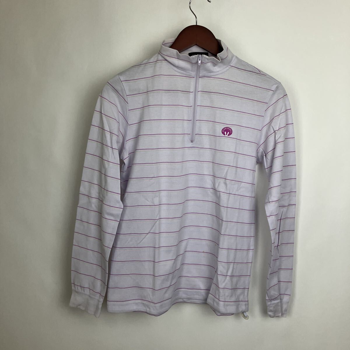 PEARLY GATES パーリーゲイツ Mサイズ ゴルフ 長袖 スポーツ ハーフジップ ポロシャツ ゴルフウェア カットソー レディース ボーダー拍卖