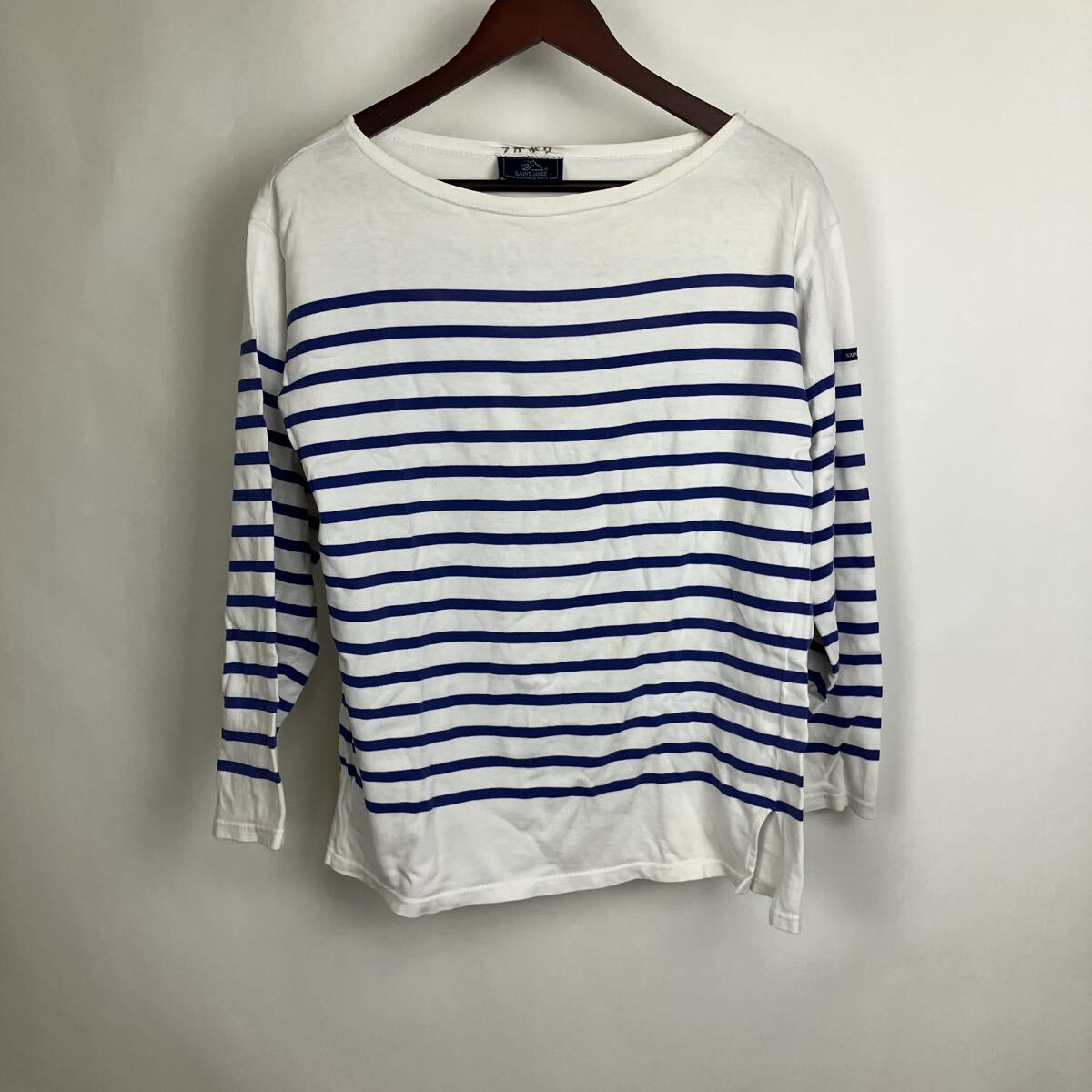 セントジェームス ボーダー カットソー ホワイト Tシャツ 白 縞模様 ブルー メンズ 男性向け Lサイズ 長袖 SAINT JAMES拍卖