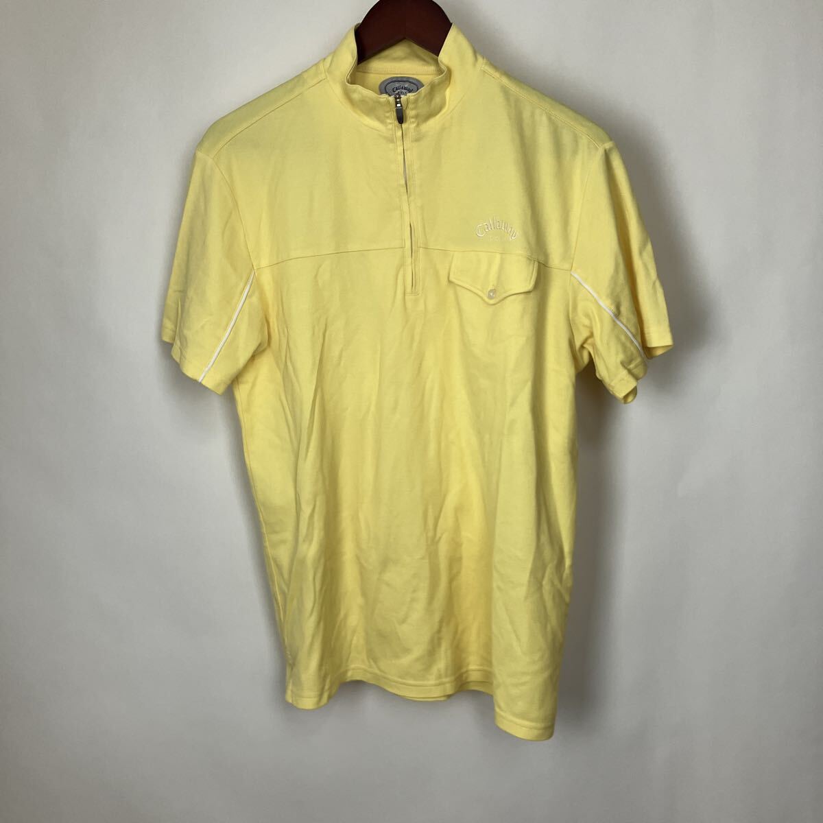 キャロウェイ イエロー 半袖 ハーフジップ GOLF Mサイズ シャツ トップス 半袖ポロシャツ 黄色 メンズ 大きいサイズ拍卖