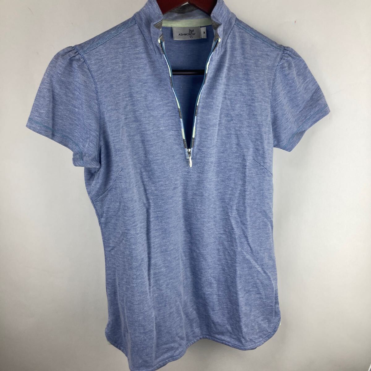ASHWORTH アシュワース ポロシャツ 半袖 トップス 半袖ポロシャツ M レディース 水色 ブランド ゴルフ ゴルフウェア シンプル 通気性 無地拍卖