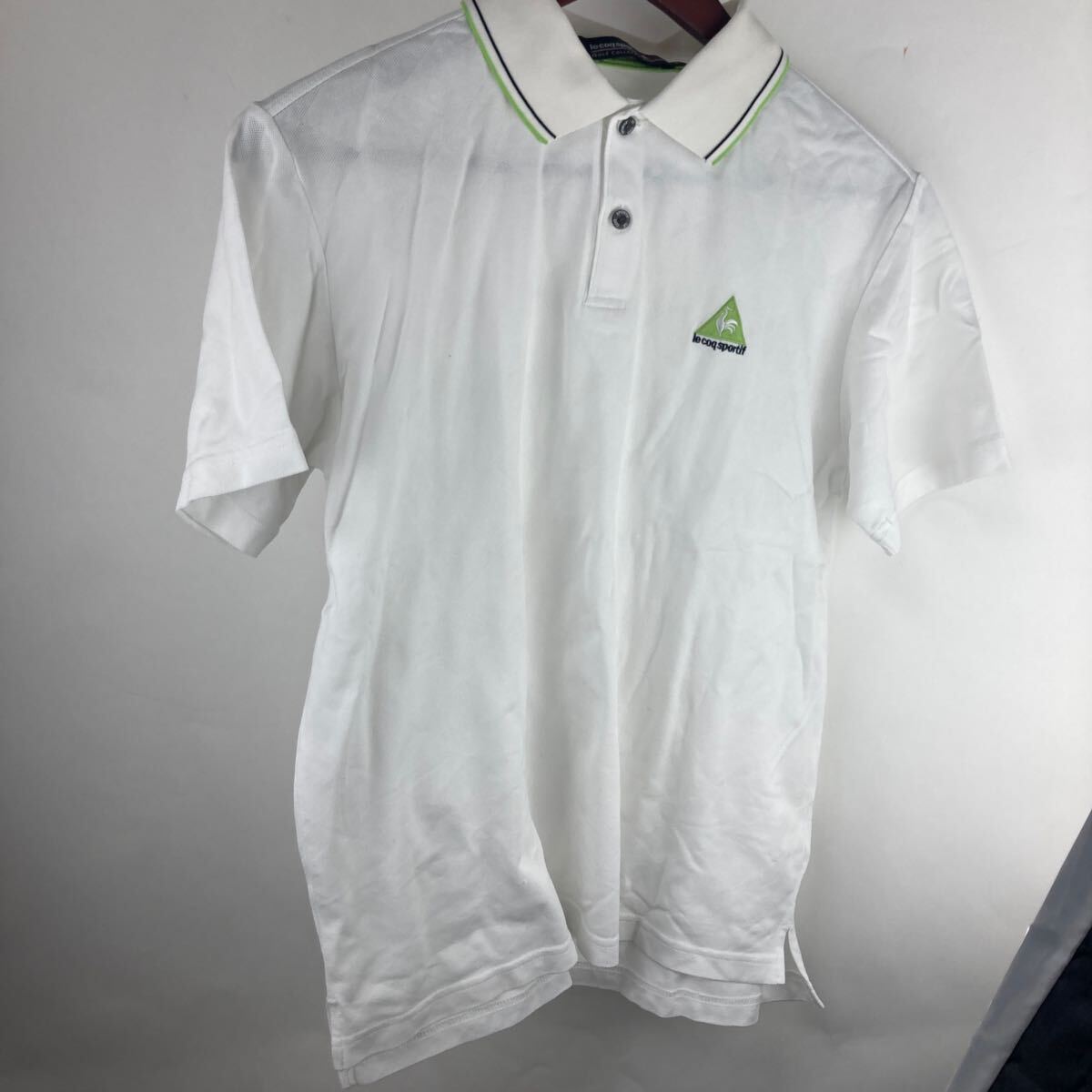 白 トップス ホワイト ポロシャツ 半袖ポロシャツ 半袖シャツ 半袖 M メンズ le coq sportif ルコックスポルティフ ライン スポーツウェア拍卖