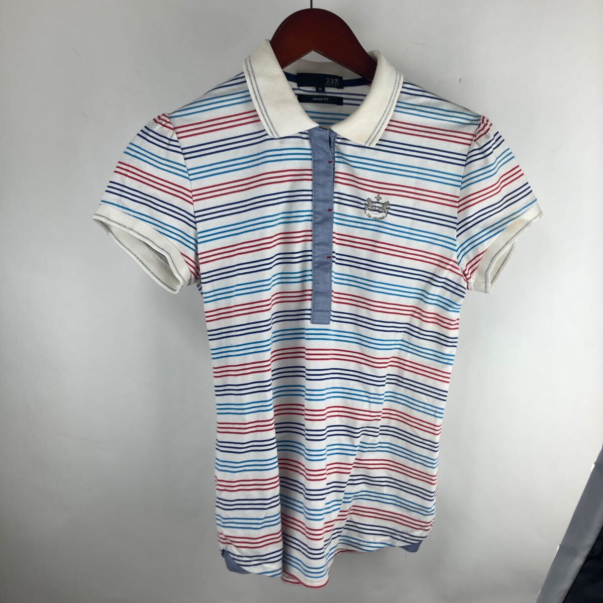 半袖ポロシャツ ボーダー トップス 半袖 ポロシャツ 白 ホワイト 23区 レディース M ストライプ カジュアル ポロ スポーツ 柄物 通気性拍卖