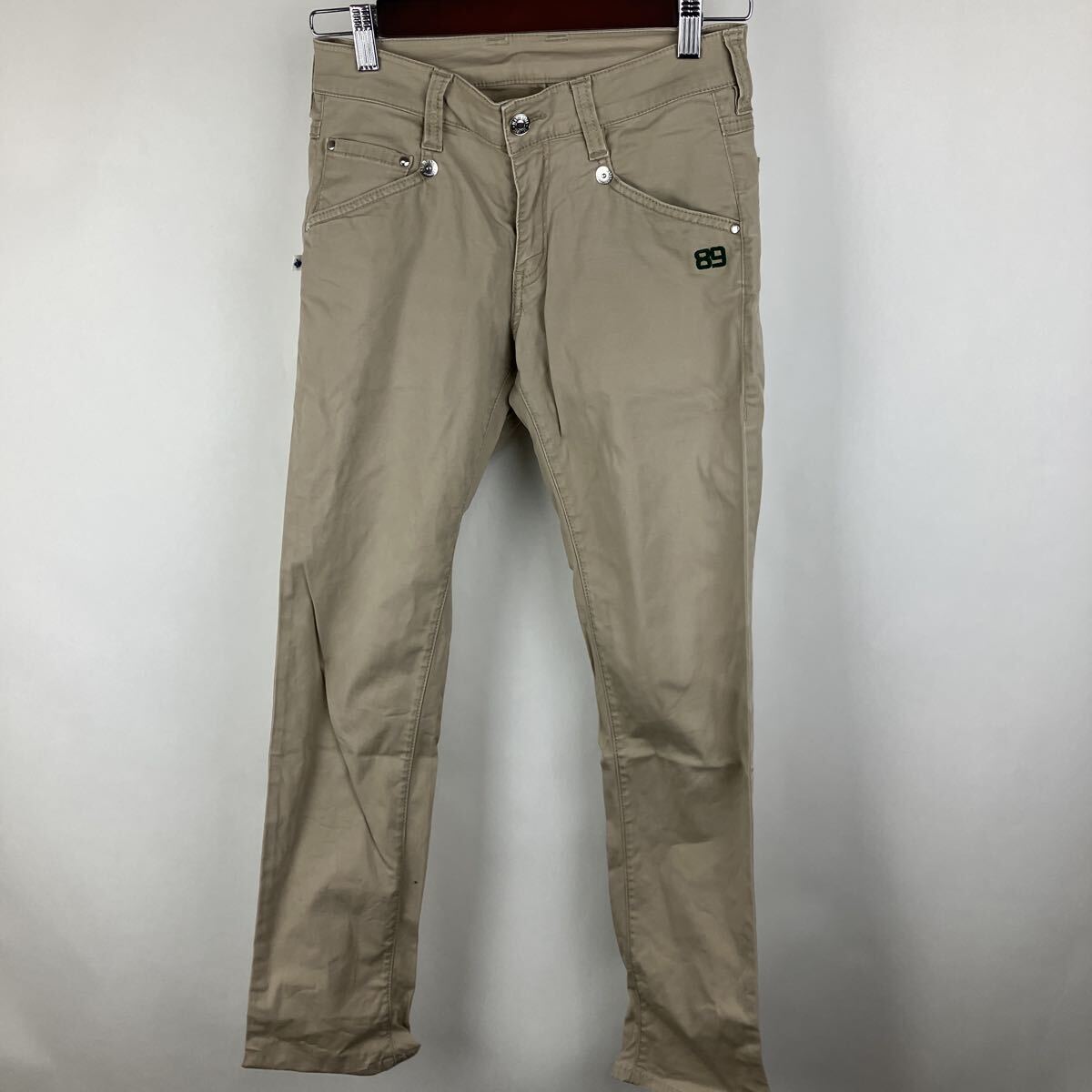 ベージュ パンツ チノパン ワークパンツ ボトムス PEARLY GATES パーリーゲイツ ワンポイント ロゴ メンズ Lサイズ L ゆったり拍卖