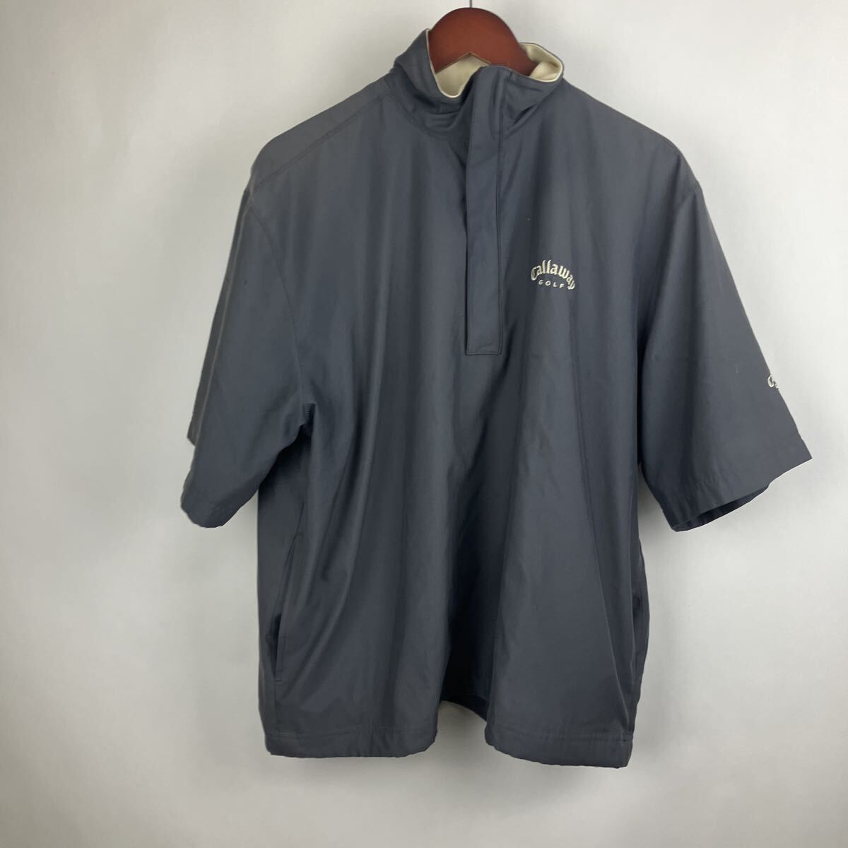 ハーフジップ GOLF M ゴルフ 半袖 黒 ブラック S メンズ キャロウェイ ゴルフウェア 通気性 トップス グレー 灰色 スポーツウェア 拍卖