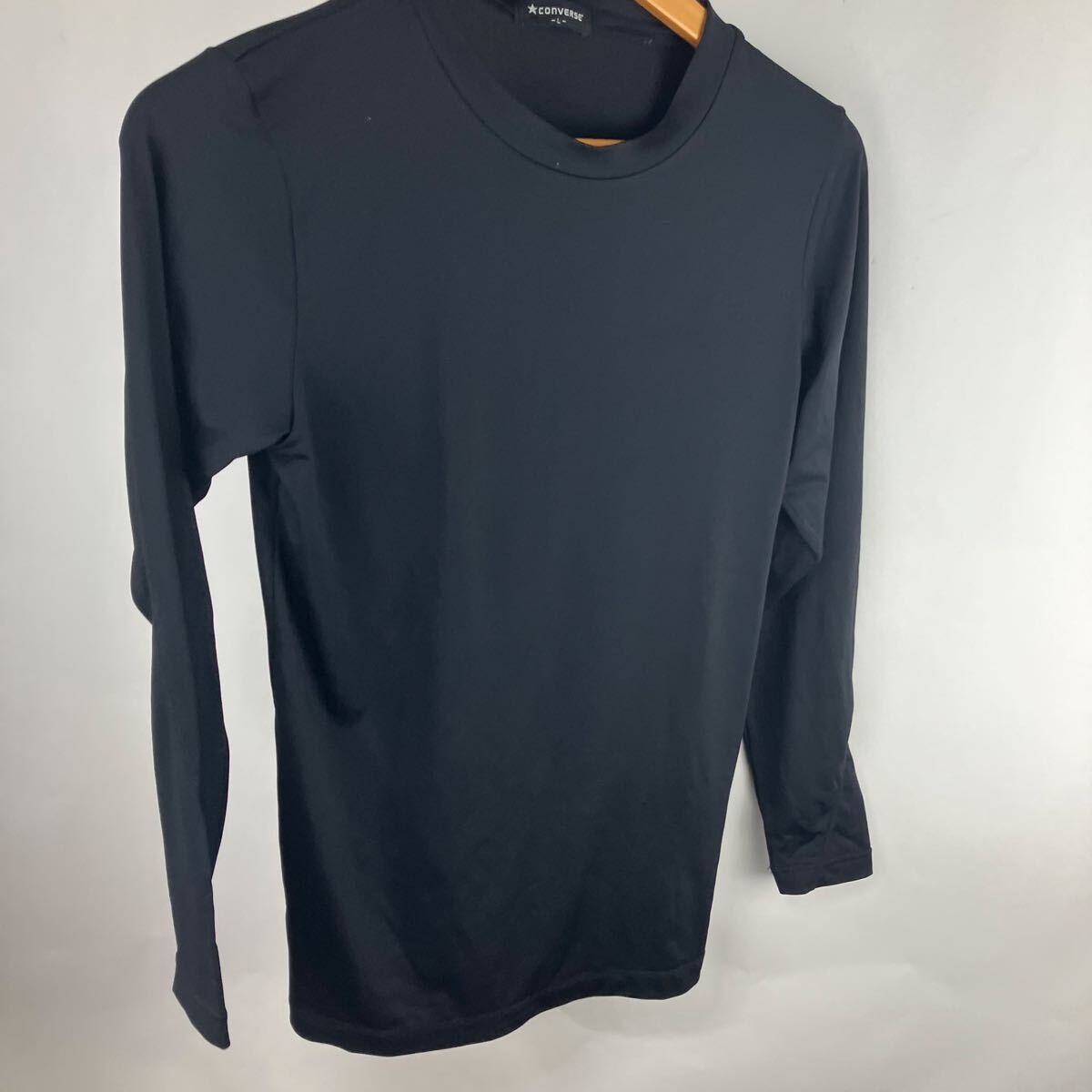 黒 ブラック L コンプレッションベースレイヤー US コンバース ロングスリーブ 長袖Tシャツ 下着 速乾性通気性良好素材 拍卖