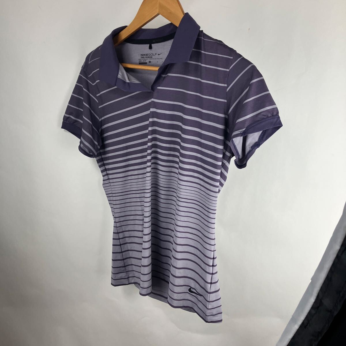NIKE GOLF ナイキ ゴルフ ボーダー 半袖 ポロシャツ 半袖ポロシャツ トップス パープル L シャツ グラデーション カジュアル 機能素材拍卖