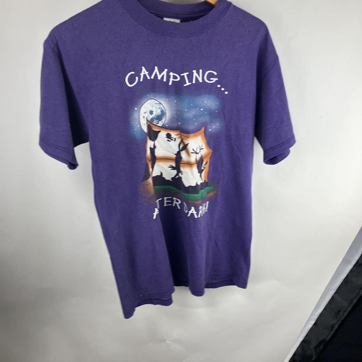 Tシャツ L シングルステッチ パープル 半袖Tシャツ 90s コットン USA製 L 激レア古着 キャラクター アメリカ古着拍卖