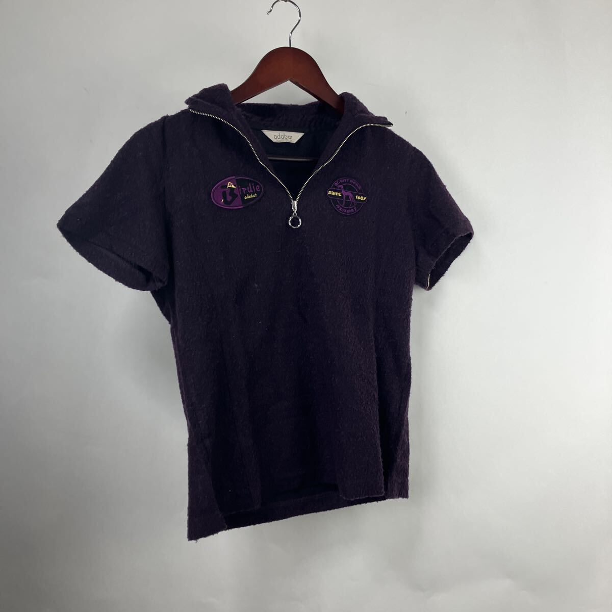 半袖 ポロシャツ ネイビー M 半袖ポロシャツ アドバット 古着 激安古着 紫 1981 ストリート アメカジ カジュアル 80s adabat拍卖