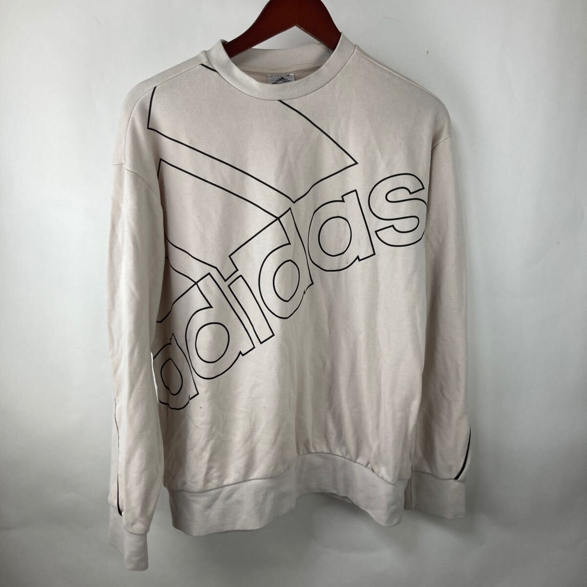 adidas アディダス トップス トレーナー スウェット L ホワイト メンズ 白 スポーツウェア ゆったり カジュアル ストリート クルーネック拍卖