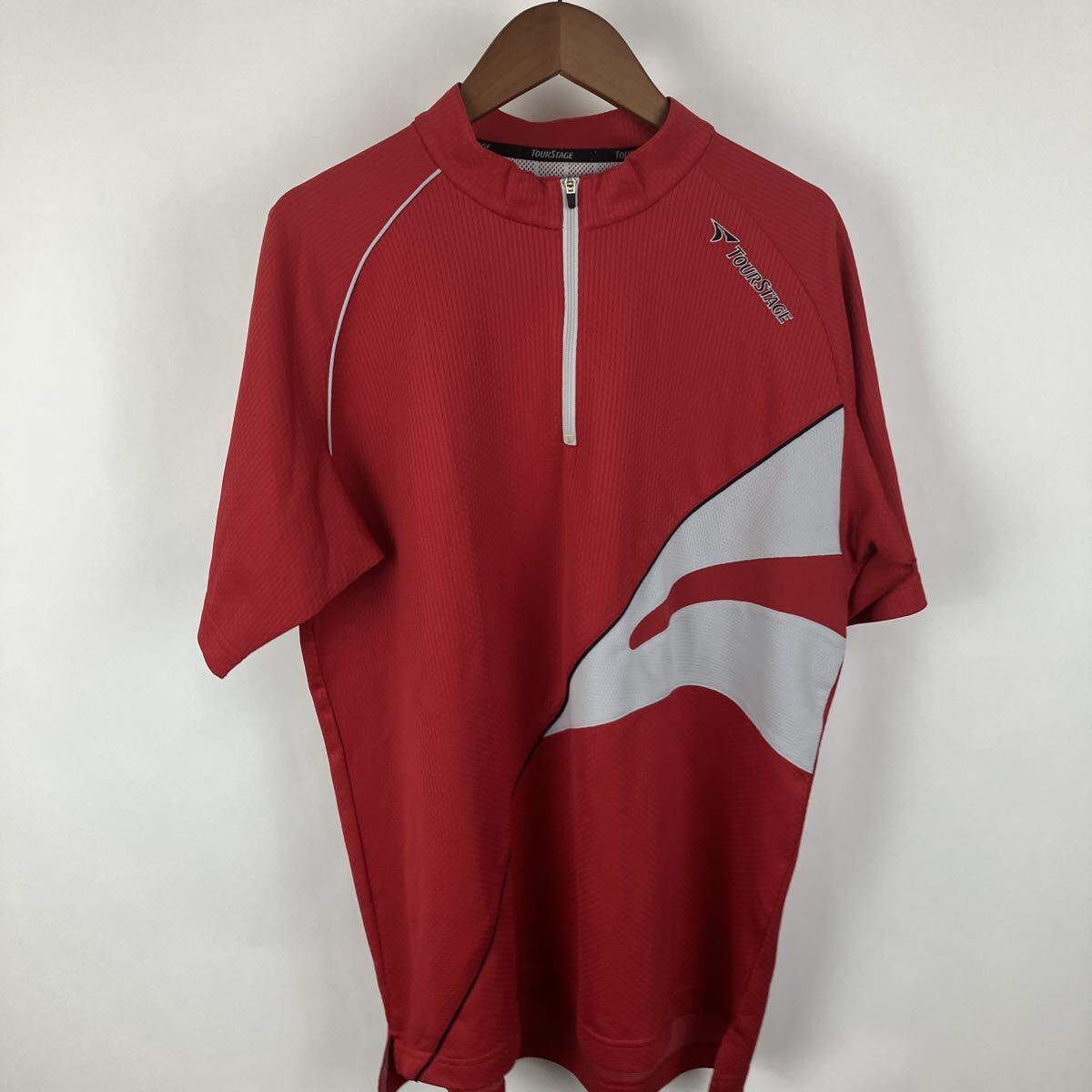 ツアーステージ 赤 ハーフジップ スポーツ ゴルフウェア GOLF ハーフジップシャツ スポーツシャツ ウェア速乾 通気性拍卖