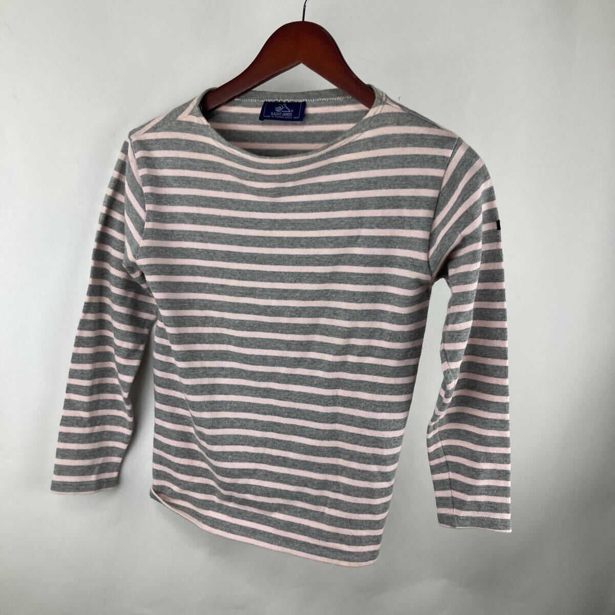 SAINT JAMES セントジェームス フランス製 ボーダー ストライプ バスクシャツ ボーダーカットソー グレー トップス ピンク レディース拍卖