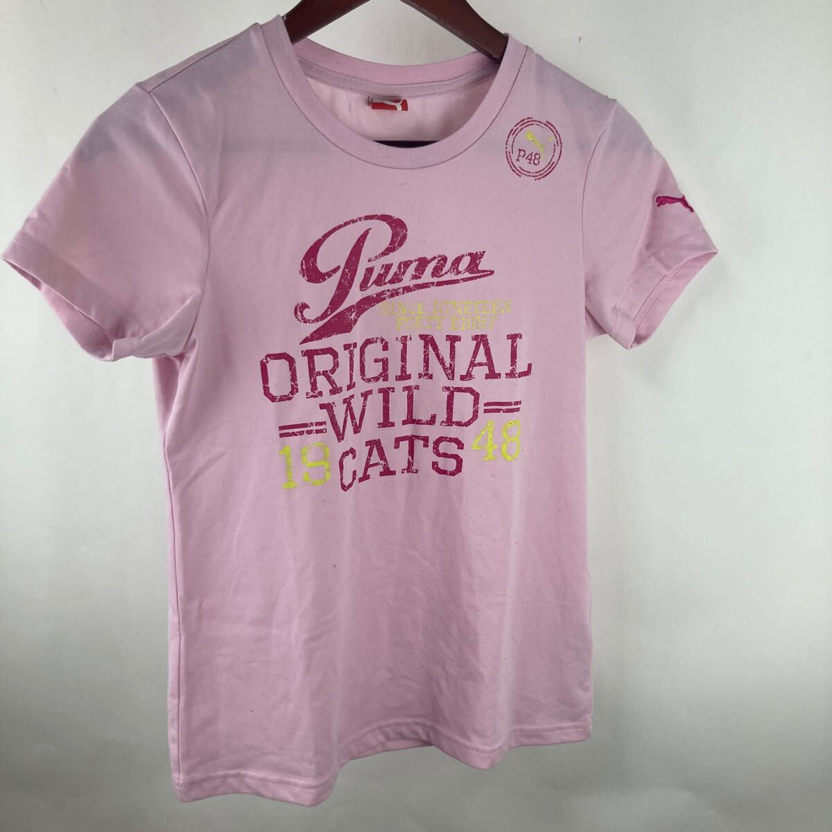 PUMA プーマ ピンク 半袖Tシャツ Tシャツ 半袖 カットソー ピンク ロゴ ワンポイント カジュアル 普段着 レディース 通気性 女性向け拍卖