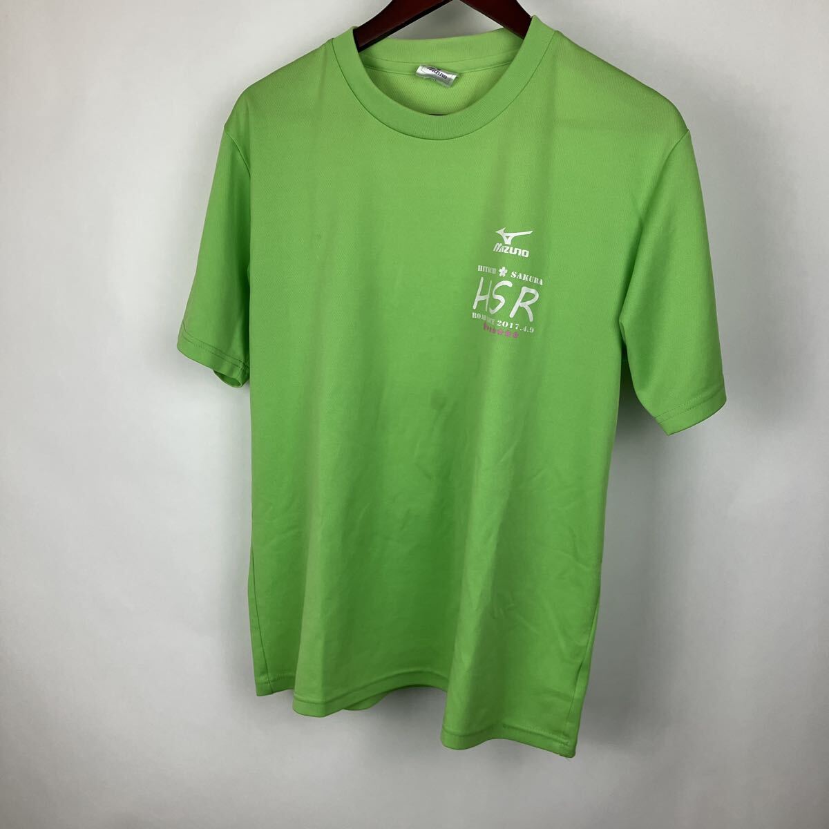 MIZUNO ミズノ Tシャツ グリーン 半袖 半袖TシャLサイズ ドライ 速乾生地 プリント ライムグリーン メンズ 男性向け拍卖