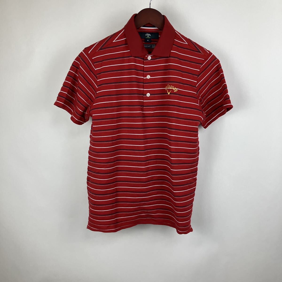 Callaway キャロウェイ レッド 赤 半袖 半袖ポロシャツ ポロシャツ ゴルフウェア ゴルフ ボーダー メンズ 男性向け 拍卖