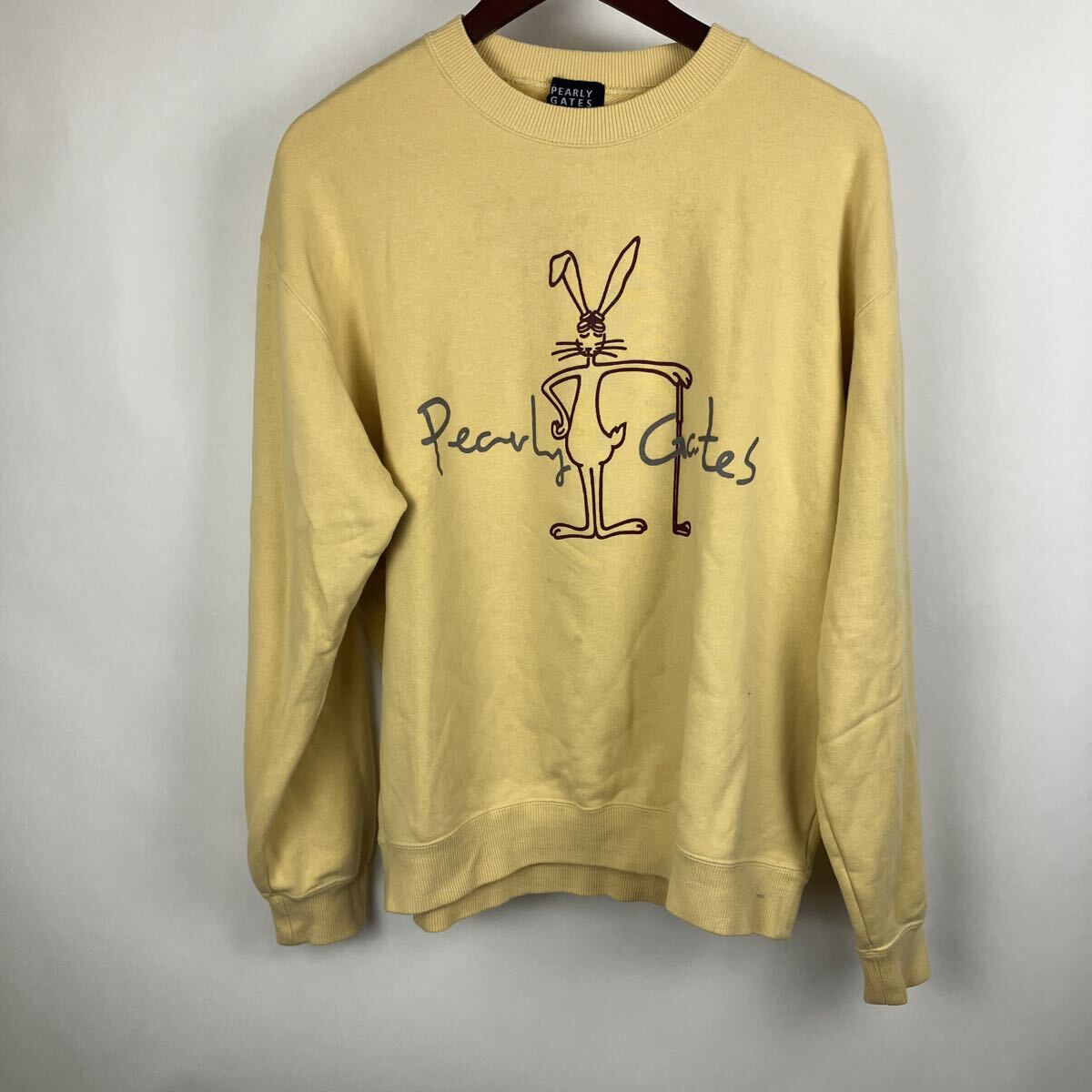 PEARLY GATES パーリーゲイツ スウェット イエロー トップス Lサイズ トレーナー コットン 黄色 ロゴ レディース拍卖